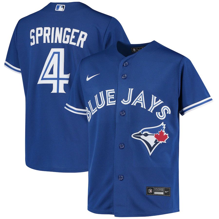 Youth Toronto Blue Jays 4 George Springer Nike Royal Alternate Replica Player MLB Jerseys